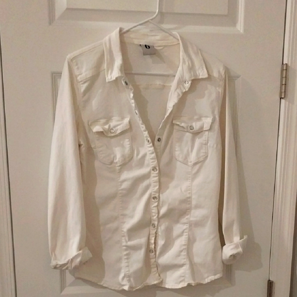 White Denim Style Shirt Euc